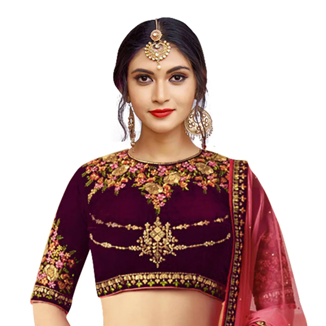 Stunning Purple Colored Partywear Embroidered Lehenga Choli