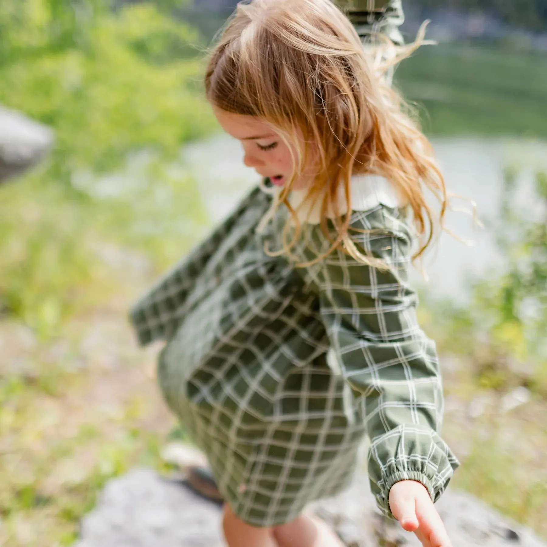 The Ginger Plaid Jersey Dress - Green - KIDS