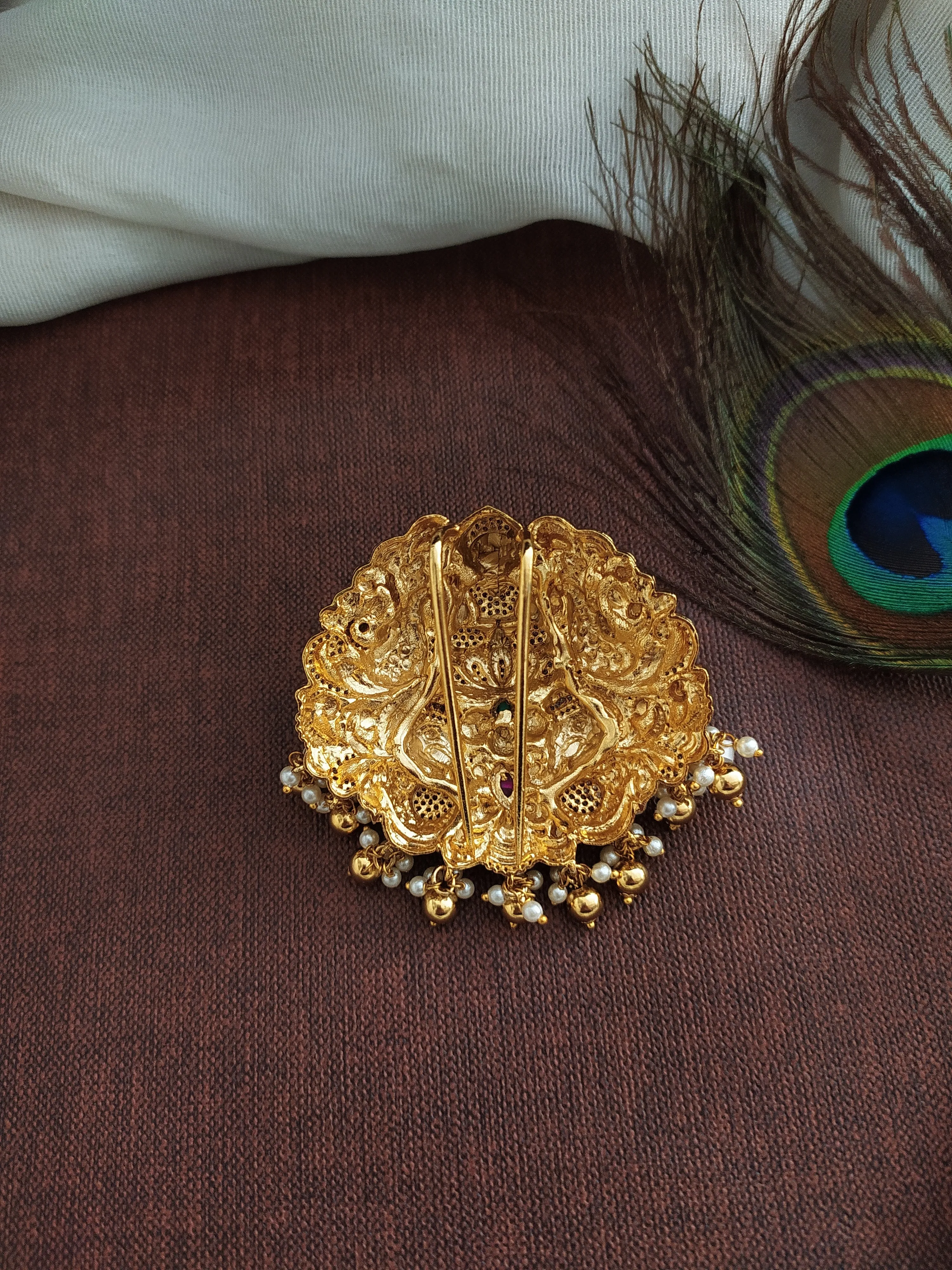 Traditional Antique Nagas Zircon Hair Brooch (Choti, Billa)