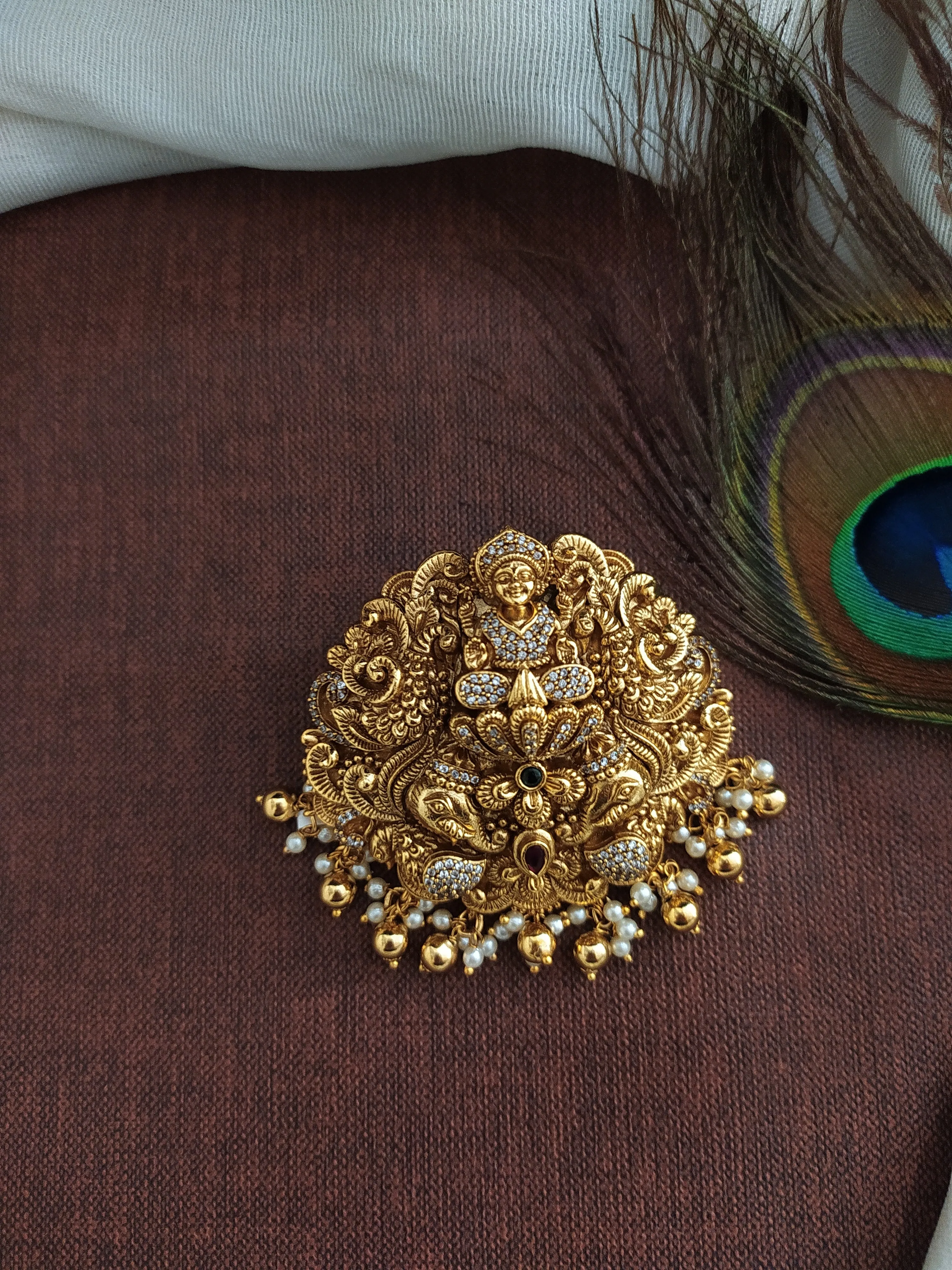 Traditional Antique Nagas Zircon Hair Brooch (Choti, Billa)