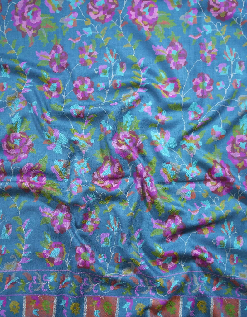 turkish blue kani jamma pashmina shawl 8724