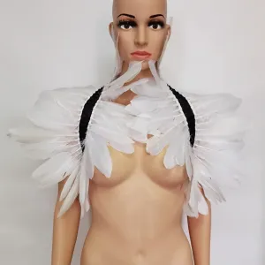 Victorian Cosplay Goth Feather Body Harness - White (Style 16)