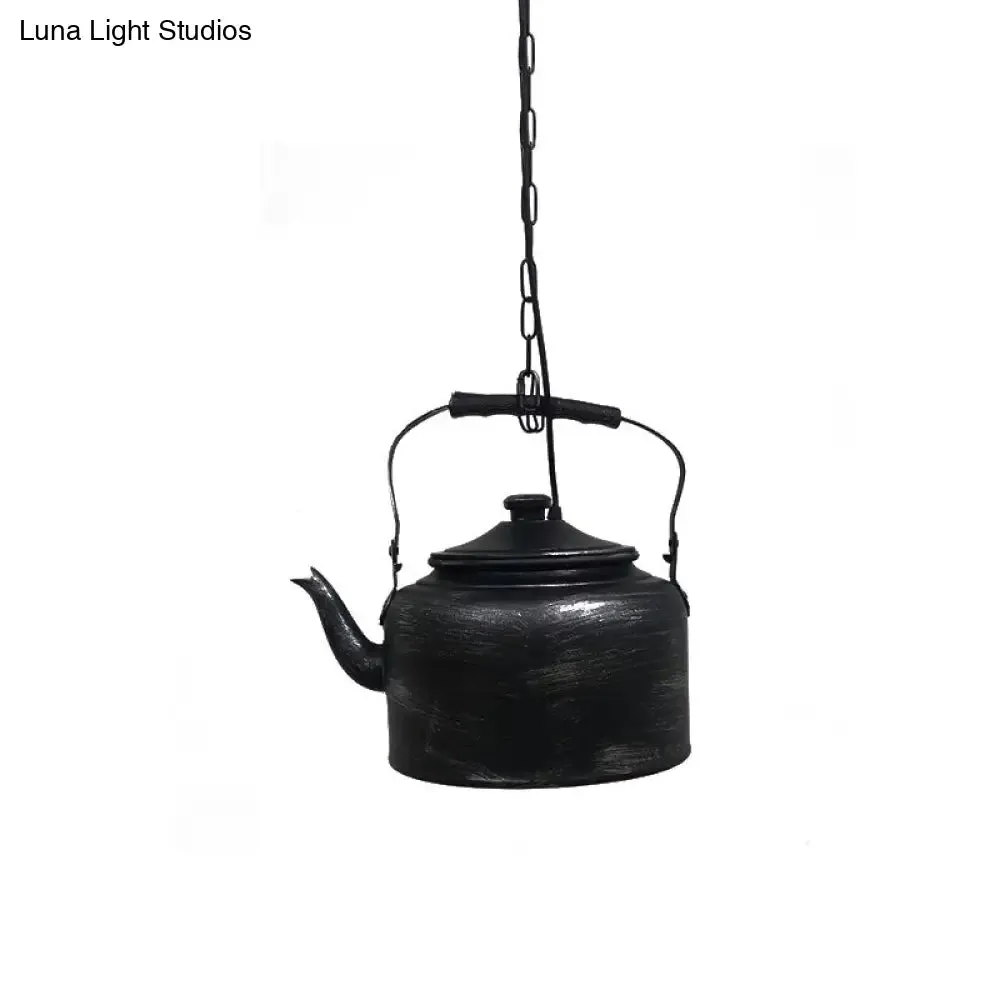 Vintage Metal LED Hanging Lamp for Teapot Restaurant - Black/Gold/Matte Black Finish