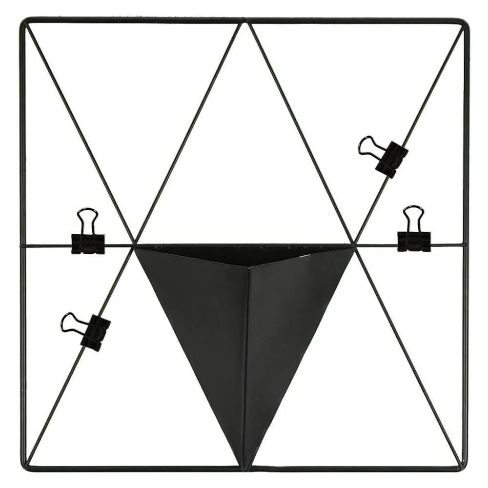 WallPops Triangle Metal Grid Wall Organizer w/ Planter - Black