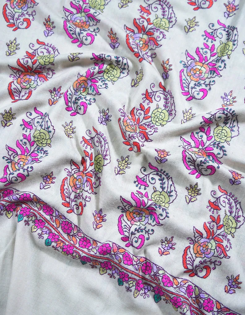 white butis jamma embroidery pashmina shawl 8851