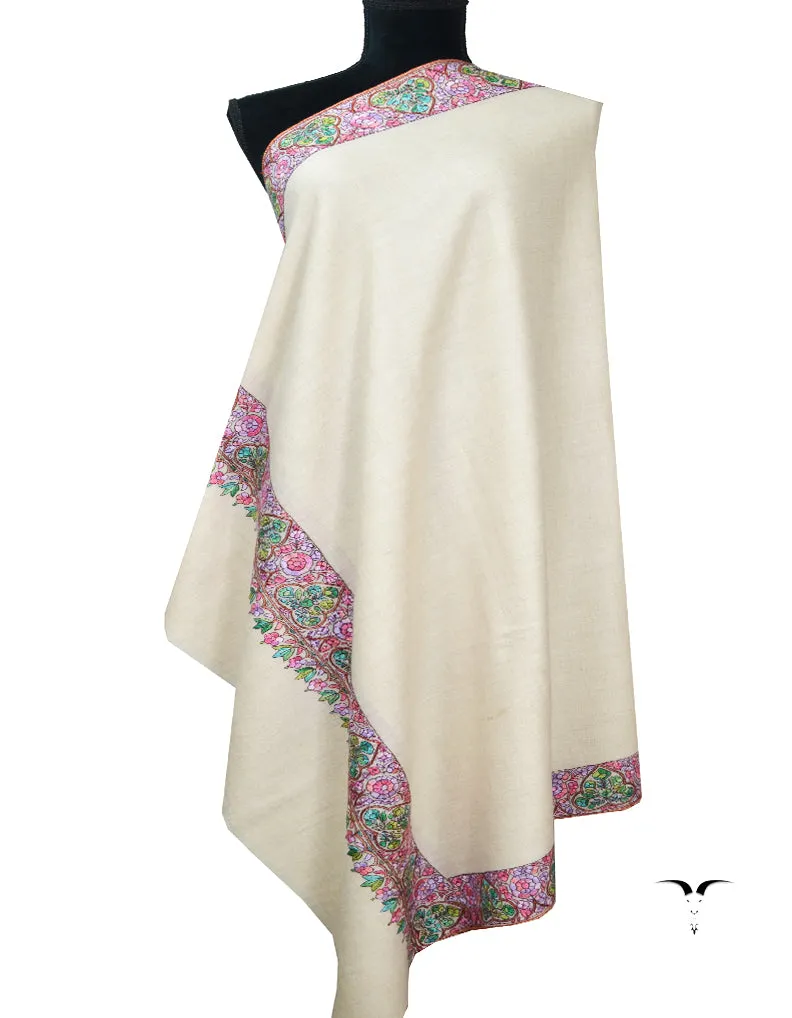 White Embroidery Pahmina Shawl 7722