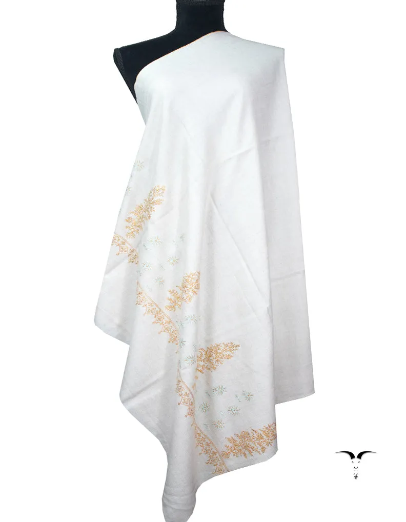 white embroidery pashmina shawl 8886