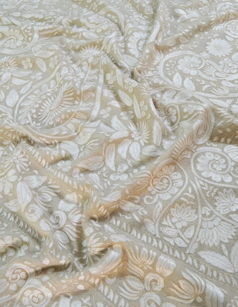 white kalamkari Pashmina shawl 8572 (Size M)