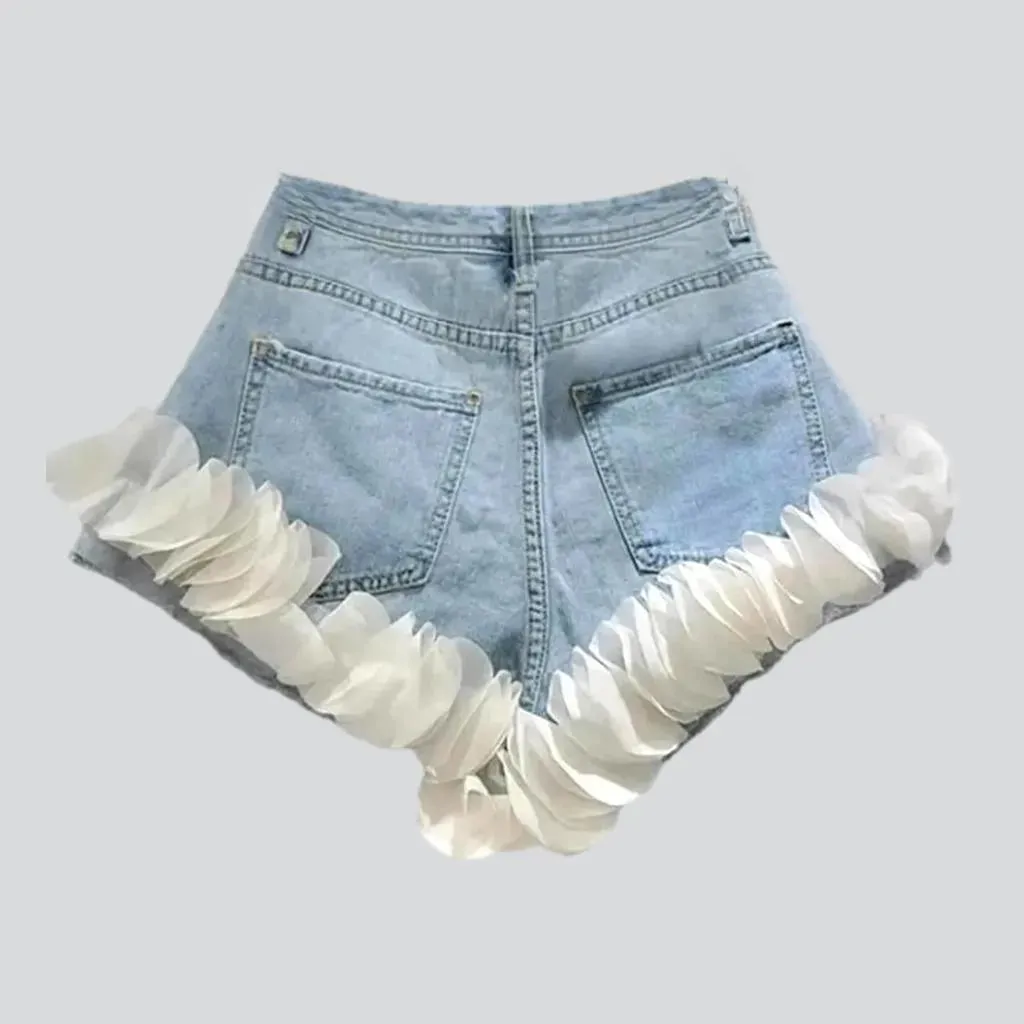 Wide-leg denim shorts
 for ladies