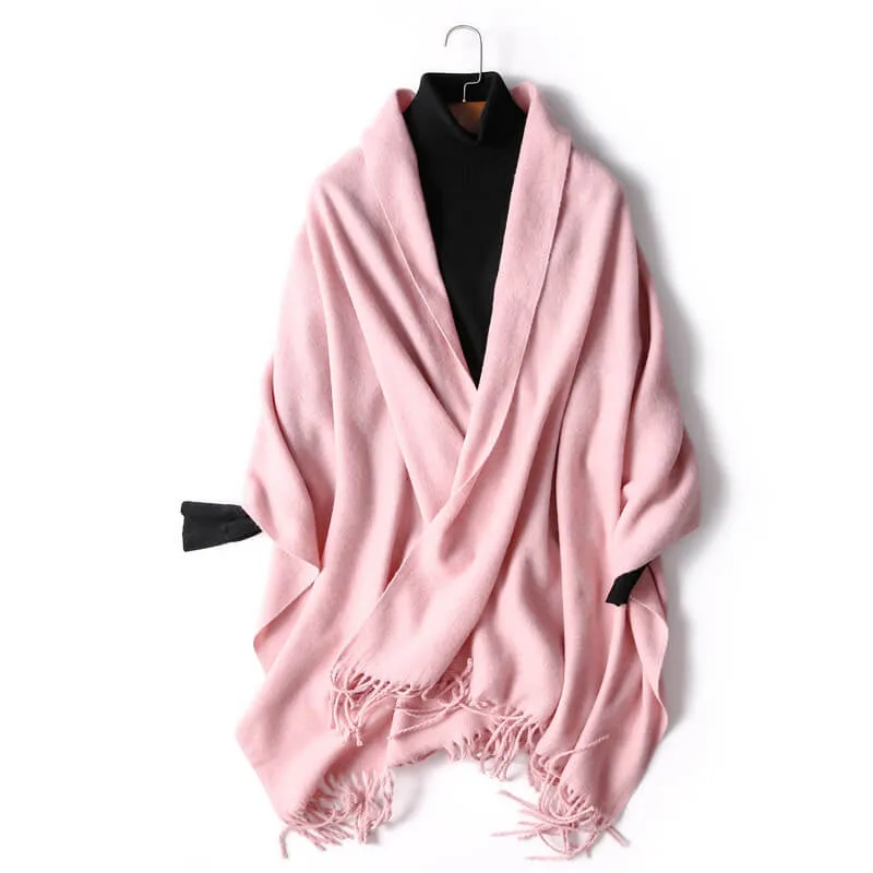 Women's Autumn And Winter Long Plus Fleece Scarf Air Conditioning Warm Tassel Shawl Thick Wool Scarf