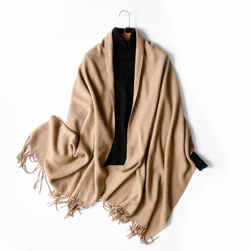 Women's Autumn And Winter Long Plus Fleece Scarf Air Conditioning Warm Tassel Shawl Thick Wool Scarf