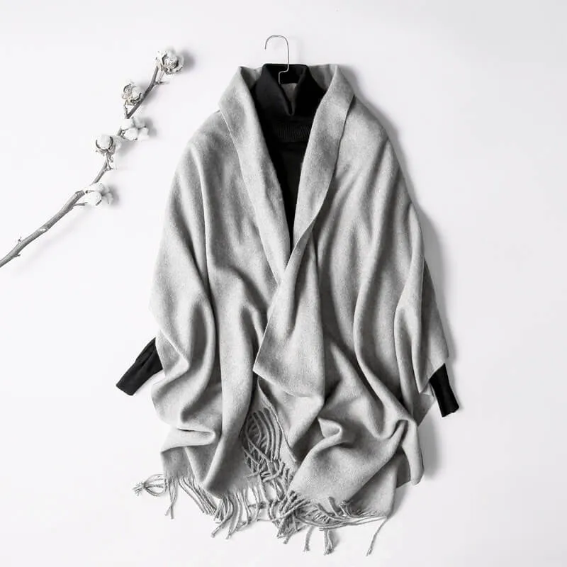 Women's Autumn And Winter Long Plus Fleece Scarf Air Conditioning Warm Tassel Shawl Thick Wool Scarf