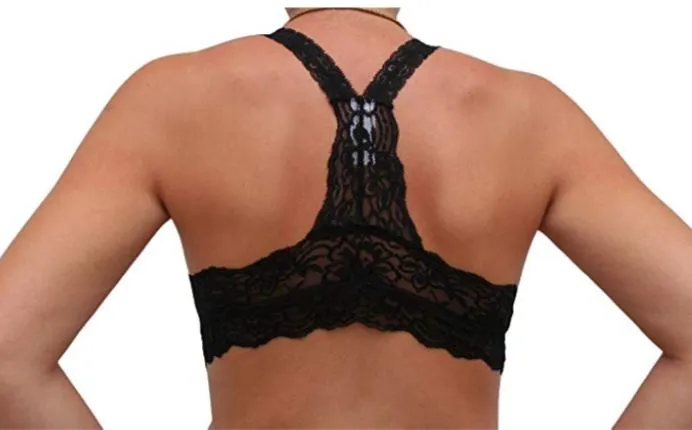 Womens Black Lace Bralette, Racerback Style Bra, Sizes S/M/L/XL