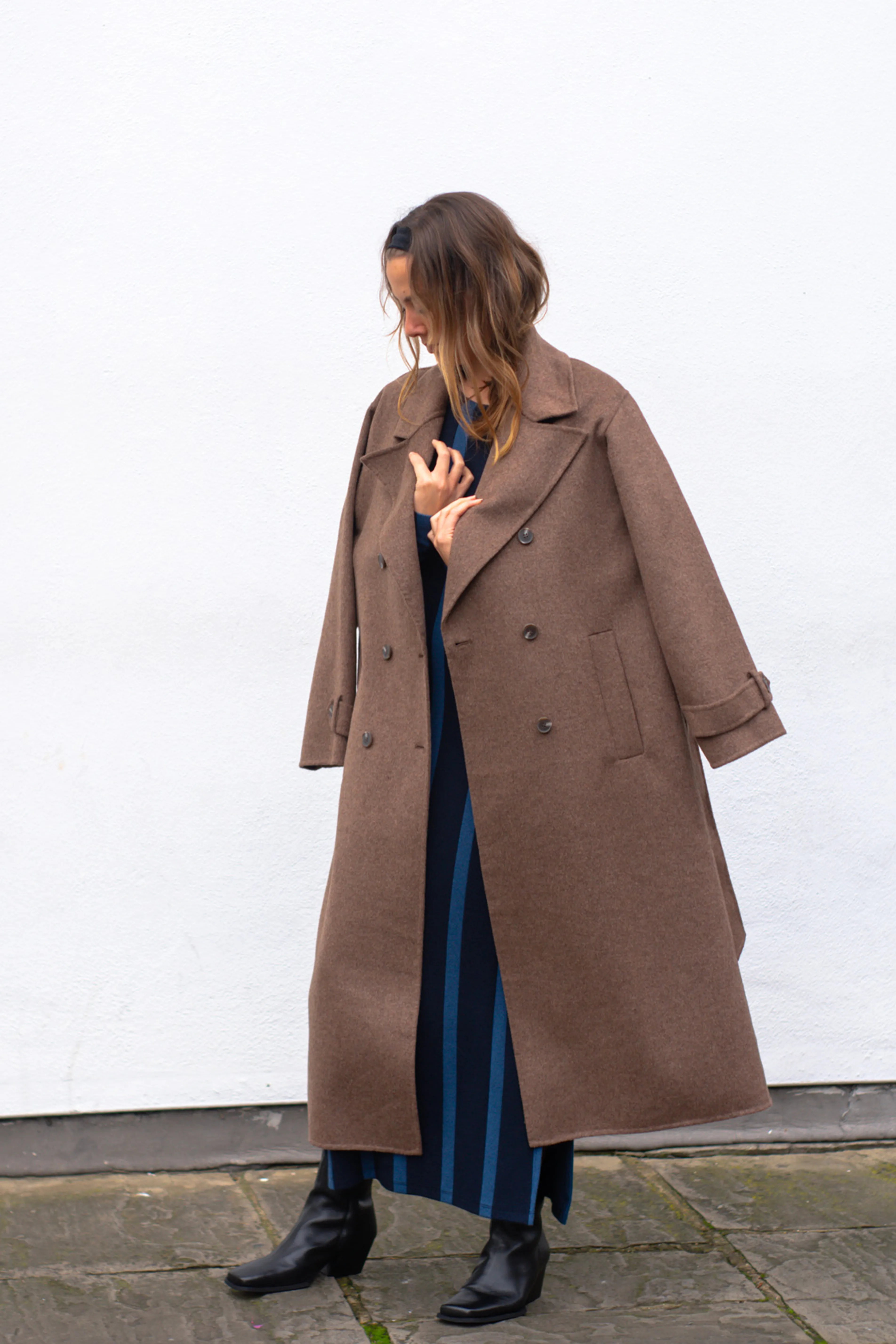 Yerse Handmade Wool Brown Coat